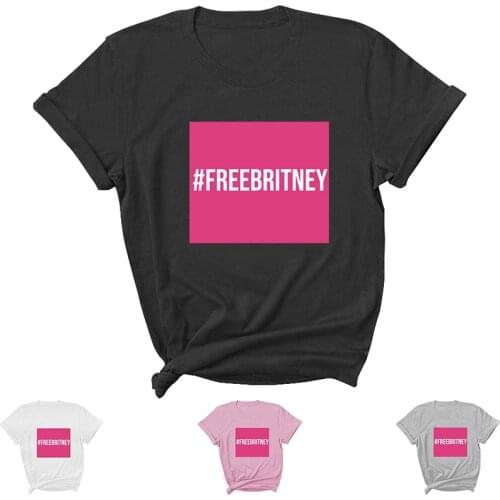 Free Britney Letter Print Women T Shirt Short Sleeve ONeck Loose Women Tshirt Ladies Tee Shirt Tops Clothes Camisetas Mujer