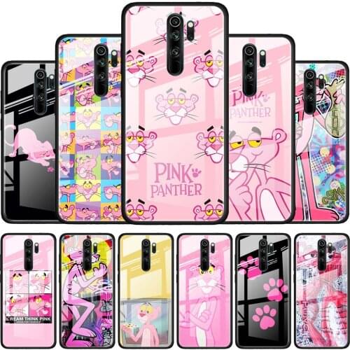 Pink Panther for Xiaomi Redmi K40 K30 K20 Pro Plus 9C 9A 9 8A 7 Luxury Shell Tempered Glass Phone Case Cover
