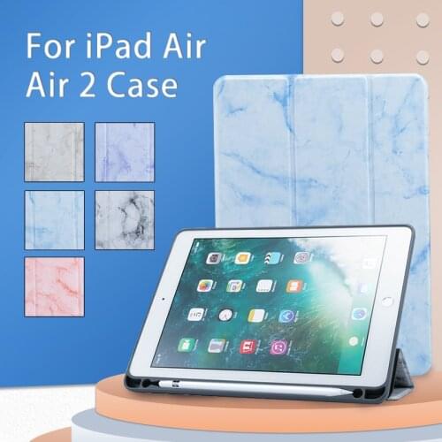 For iPad Air 2 Case iPad 2018 9.7 2017 Marble PU Leather Pencil Holder Case Smart Coque Capa for iPad Air 1 Auto Wake up /Sleep