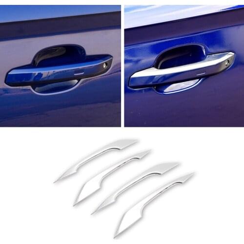 For Audi A4 (B9) A5 (F5) Q5 (FY) 2018 2019 4pcs Car Exterior Door Handle Cover Glossy Chrome Protective Trim