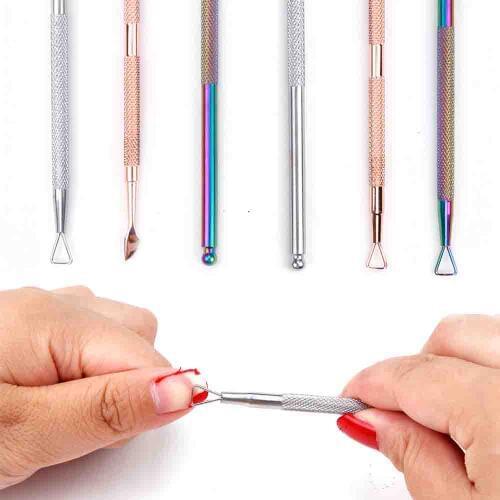 1Pc Nail Remover Pusher Double-end Cuticle Dead Skin Stick Rod UV Gel Remover Stainless Steel For Manicure Pusher Nail Art Tools
