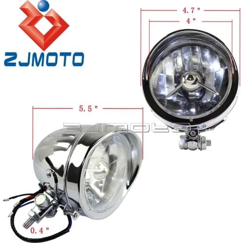 Chrome Motorcycle 4.5" Front Headlight Lamp Lights For Harley Softail Chopper Bobber
