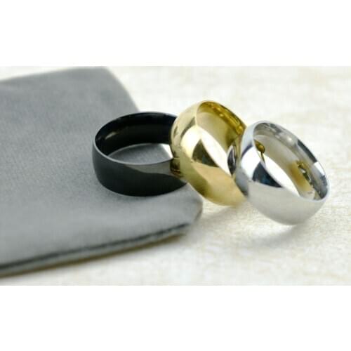 Stainless Steel Rings for women and men Fashion High Quality Mirror Polished Curved Smooth Ring Black Gold Color 8MM Wholesale