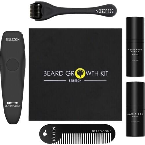 Bellezon Beard Growth Kit Hair Growth Enhancer Thicker Oil Nourishing Essence Leave-in Conditioner Beard Care with Comb