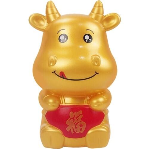 Piggy Bank Cute Kids Money Box Golden Bull Cartoon Retro Coin Tank Money Savings Home Decoration Children Toy