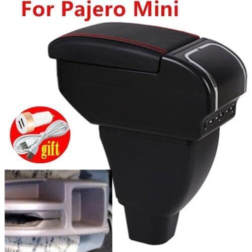 For Pajero Mini armrest box central Store content box car-styling decoration accessory with cup holder USB