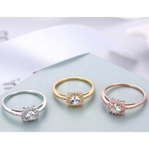 Fashion Romantic Cubic Zircon Ring Women Three Color Ring Bride Engagement Party Wedding Ring Jewelry Valentines Day Gift