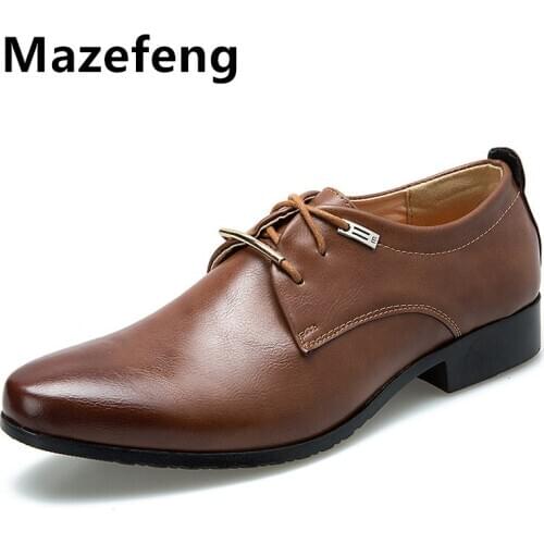Mazefeng 2019 Men Dress Shoes Men Formal Shoes Leather Luxury Fashion Groom Wedding Shoes Male Oxford Shoes Dress British Style