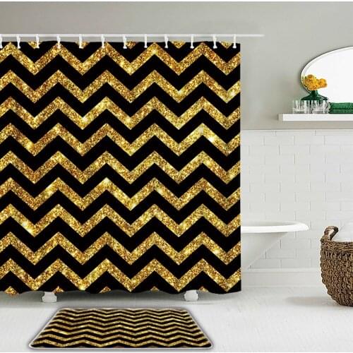 Geometry Shower Curtain Set Waterproof Fabric Bathroom Curtains With Hooks Toilet Non-slip Mat Bath Floor Mat Home Decor