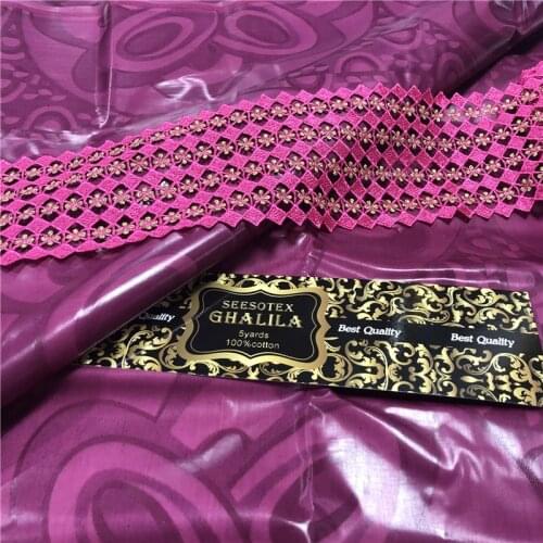 Real 100% Cotton African PInk Ghalila Bazin Riche Fabric 5yards with 10yards cord lace matching guipure lace fabric with bazin