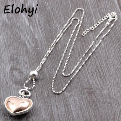 ELOYHI New Arrive Double Color Plated Heart Statment Alloy Pendants Long Sweater Chain For Women Necklace&Pendant Wholesale