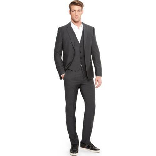 New Arrival Groom Tuxedo Groomsmen Charcoal Gray Wedding/Dinner/Evening Suits Best Man Bridegroom (Jacket+Pants+Tie+Vest) B42