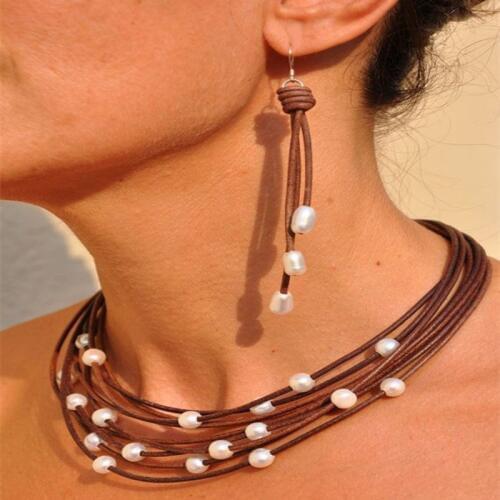 Dongmu Jewelry 2020 New Bohemian Style Classic Pearl Necklace Leather Knotted Lady Exquisite Gift For Mothers Day Accessories
