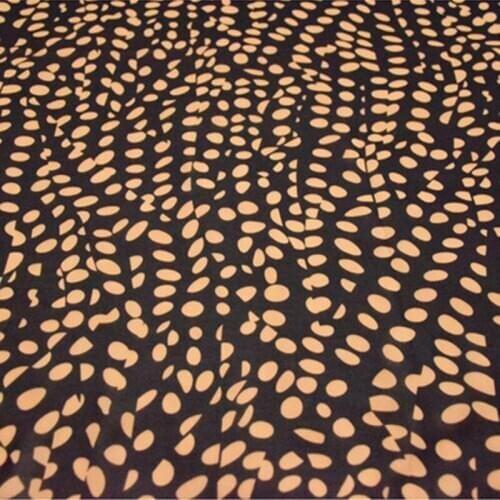 Half Meter Black Bottom With Irregular Round Dot Print Chiffon Fabric For Dress Shirt Ladys Garment Sewing Material T1416