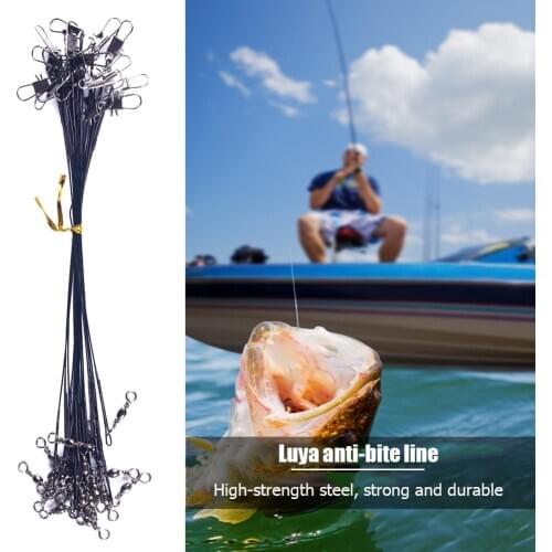 Anti Bite Core Leash Fishing Wire Outdoor Portable Fishing Line Steel Wire Leader with Swivel Easy Fishing Carrying