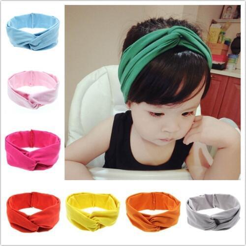 Child turban Headband Little girls Soft cotton Headwraps Kids Hairband Knitte Headwear Hair Accessories 1pc HB424