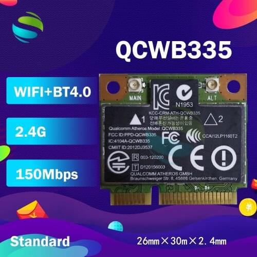 Qualcomm Atheros AR9565 QCWB335 Half Mini PCIe Bluetooth4.0 Wireless Card SPS:690019-001 for HP430 440 450 460 470 640 650 G1