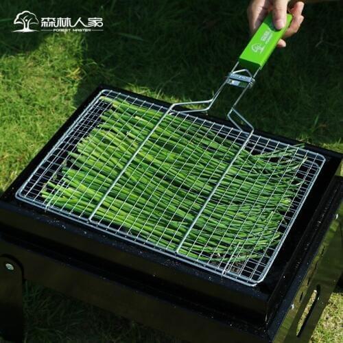 304 stainless steel barbecue splint net BBQ net roasting fish vegetable meat grill wire mesh thicked grill basket