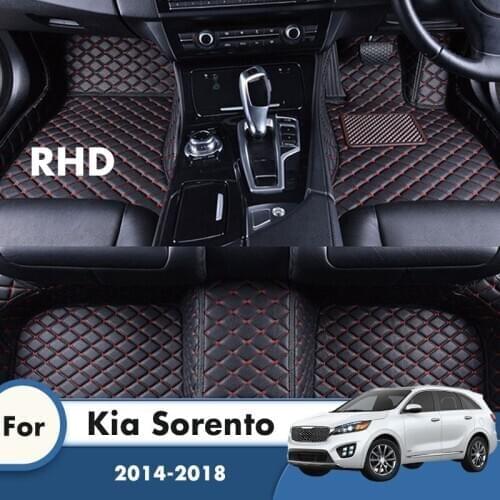 RHD Carpets For Kia Sorento 2018 2017 2016 2015 2014 Leather Waterproof Car Floor Mats Custom Foot Pads Car Accessories Interior