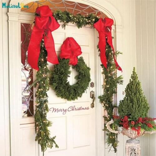 Merry Christmas Word Decals Front Door Entry Sign Decor Self-adhesive Home Vinyl Wall Sticker Celebrate The Holiday YT5282