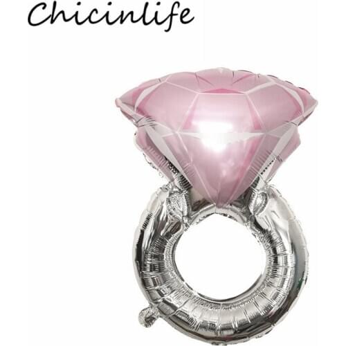 Chicinlife 1Pcs Silver Diamond Ring Foil Balloon Bachelorette Party Wedding Bridal Shower Engagement Valentines Day Supplies
