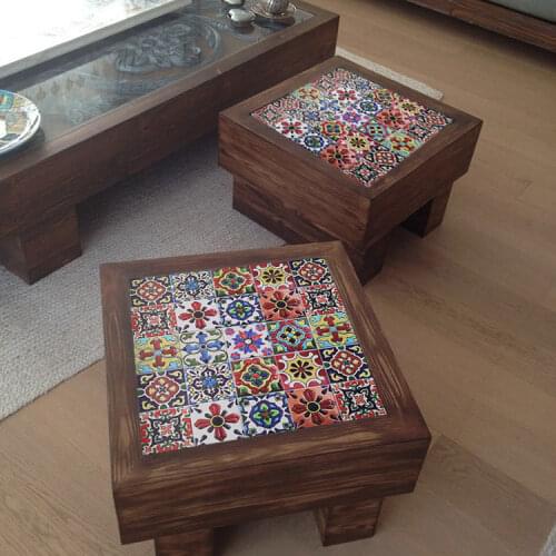 Mediterranean Tile Decorative Sticker Table Tops Self-Adhesive Waterproof Anti-Fouling Oil-Proof Sticker Glass Furniture