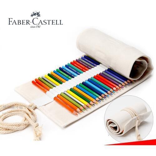 Faber Castell Colored Pencils Roll up Pouch Canvas Pen Bag 48 /60/72 colors Stationary Case Makeup Cosmetic Bag