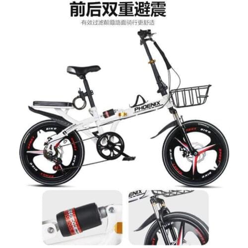 Adult Ultralight Variable Speed Portable Lightweight Front And Rear Mechanical Double Disc Brake Folding Bicycle