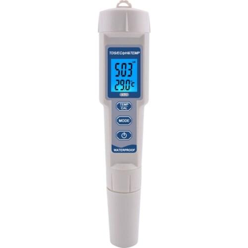 High Accuracy 4 in 1 Water Quality Tester pH/EC/TDS/Temperature Meter Digital Water Quality Tester Waterproof With LCD Display