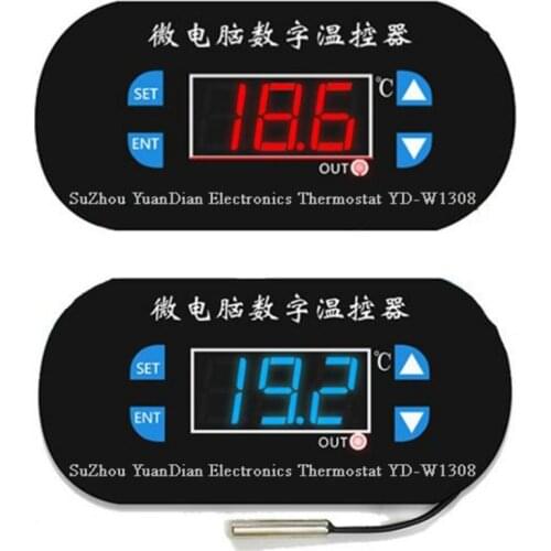 XH-W1308 W1308 AC 220V Adjustable Digital Cool Heat Sensor Red Display Temperature Controller Thermostat Switch DC 12V