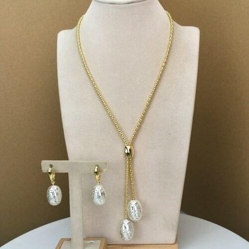 Yuminglai Simple Wedding African Jewelry Sets Fashion Necklace Earrings Ring Bridesmaid Two Tones Jewelry Set FHK10414