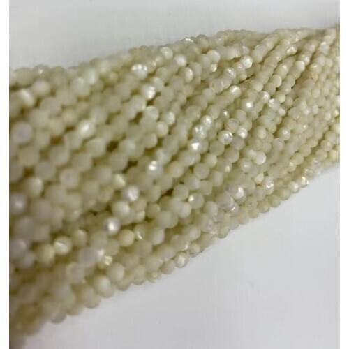 Natural stone jewelry DIY horseshoe screw white shellfish bead engraved surface 2mm, 3mm, 4mm, 38cm length