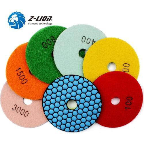 Z-LION 4" 100mm Dry Polishing Pads Sharp Diamond Sanding Disc For Marble Granite Stone Surface Edge Polisher Disc