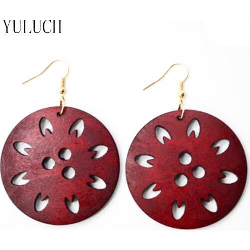 YULUCH women new personality design handmade Natural red wood earrings jewelryfor girls