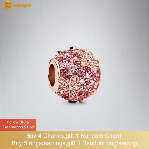 Volayer S925 Sterling Silver Beads Kiss Pave Charm fit Original Pandora Bracelets for Women Jewelry Making Birthday Gift