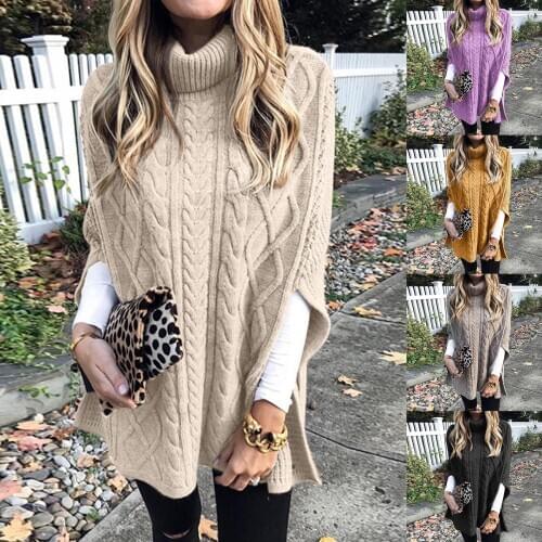 Women Elegant Shawl Winter Sweaters 2020 Autumn Twist Braid Turtle Neck Pullover Tops Ladies Casual Long Sleeve Sweater Jumpers