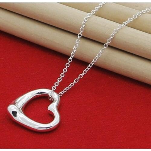 Pure Silver 925 Necklaces For Women Simple Heart Pendant & Necklace Chain Collier Choker Trendy Jewelry Accesories Party Gifts