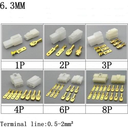 1 sets Automobile connector plug 6.3mm connector 1P2P3P4P6P8P9P12P hole core male female butt plug high current