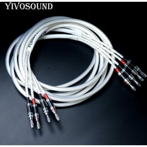 One Pair yivosoun HIFI Silver-plated Speaker Cable Hi-end 4N OFC Speaker Wire For Hi-fi Systems Y Plug Banana plug Speaker Cable