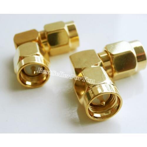 1Pcs SMA Male Plug To SMA Male Right Angle RF Adapter Connector