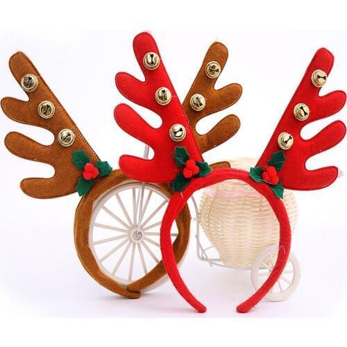 12pc/pack Christmas Deer Antlers Headband Hair Band With Bells Party Prop Christmas Decoration Party Supplies