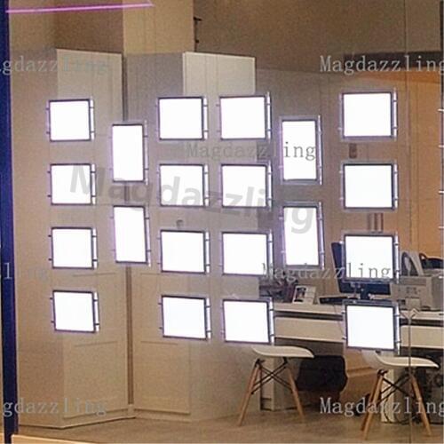 16PCS Landscape + 4PCS Vertical A3 Size Cable Wires Hanging Crystal Frame Single Sided Light Box for Real Estate Office Window
