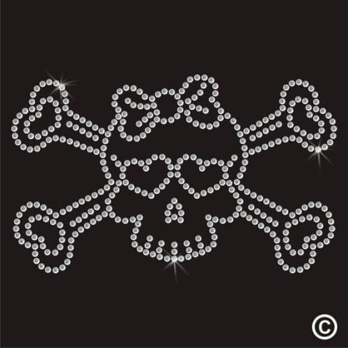2pc/lot Skull Crossbones Bow design stone hot fix rhinestone transfers iron on crystal transfers design for shirt coat bag