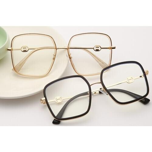 2020 New Large Frame Anti-blue Light Flat Mirror Female Plain Square Frame Glasses