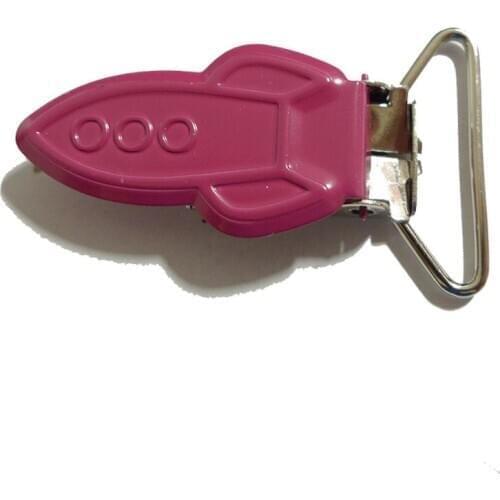 25pcs 1'' 25mm #08 HOT PINK COLOR Enamel Rockets Suspender Clips
