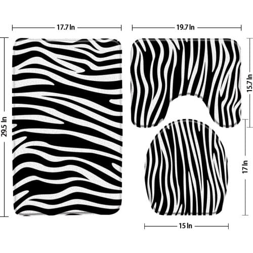 Black And White Zebra Patterns 3Pcs Set Bath Mat Geometric Bathroom Rug Carpet Set Anti-Slip Toilet Seat Cover Bathroom Product