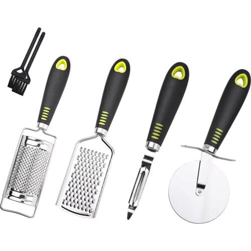 4 Pack Kitchen Cheese Grater Stainless Steel Lemon Peeler with Cleaning Brush,for Lemon,Chocolate,Vegetable,Fruit,Pizza