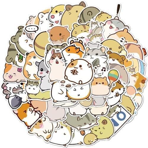 50pcs Funny little Hamster Stickers For Home Decor For Macbook Phone Book Laptop Sticker Fridge Skateboard Doodle Sticker Pack
