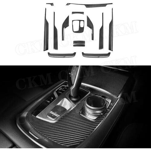7 Series Real Dry Carbon Fiber Dashboard Central Console Cover Trim Stickers for BMW G11 M760 2016-2019 interior decoration