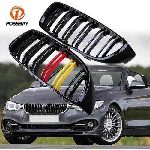 POSSBAY Ultra Light Weight Front Kidney Car Racing Grills Fit For BMW 4-Series F33 F32 Cabrio 2013-2016 Double Lines Grilles